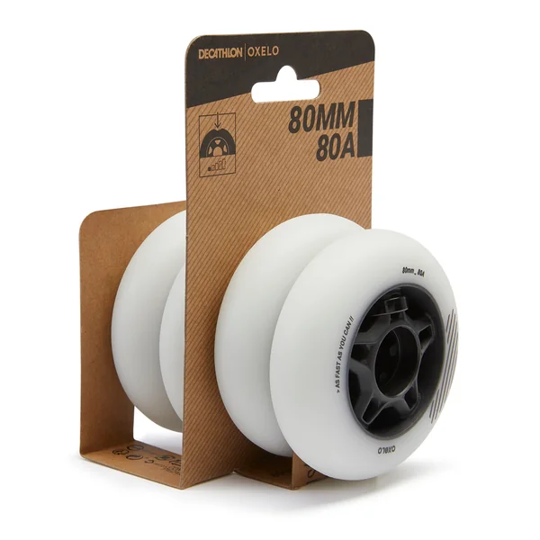 4 roues de roller en ligne fitness adulte FIT 80mm 80A blanches