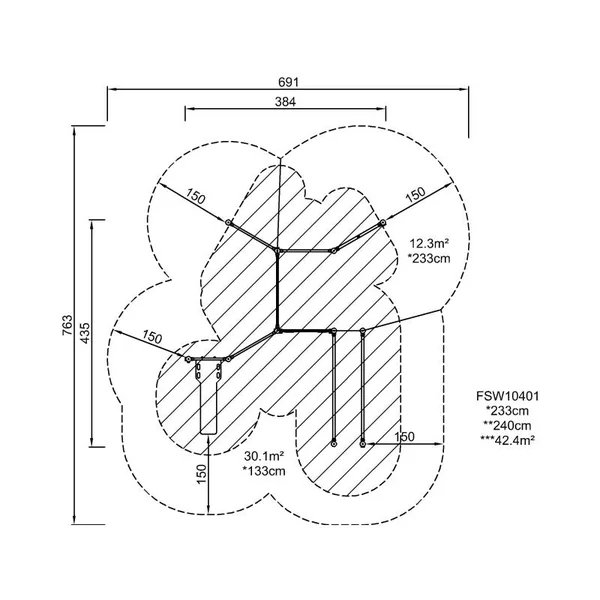 Appareil de musculation extérieur Kompan - Circuit 4 postes