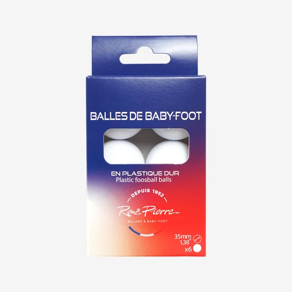 Balles de BABYFOOT, lot de 6 balles plastique René Pierre Blanche