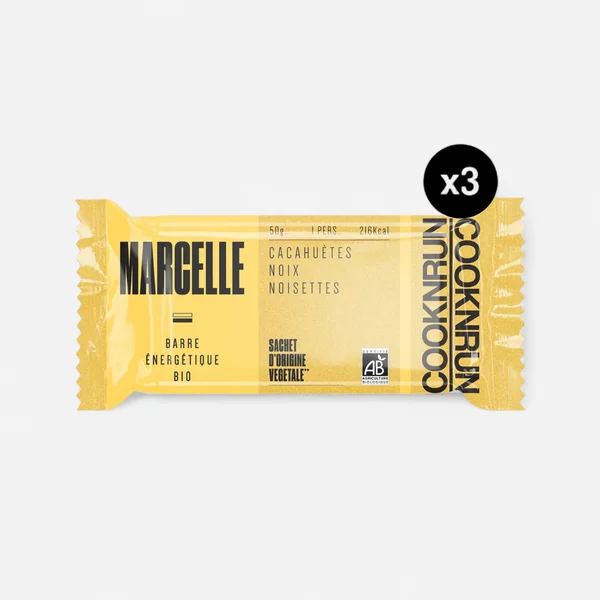 Barre énergétique bio cacahuètes noix et noisettes, 3 x 50g
