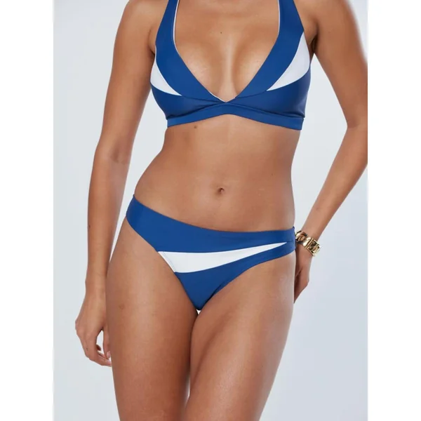 Bas de bikini bicolore avec bordure contrastée