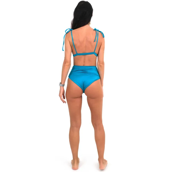 Bas de bikini taille haute Santorin bleu