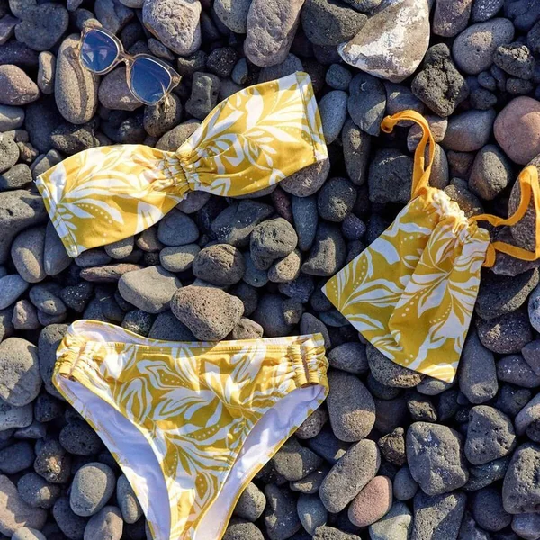 Bas de maillot de bain WENDA bicolore jaune