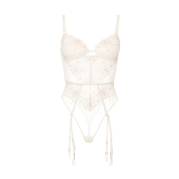 Body ampliforme en dentelle et broderies