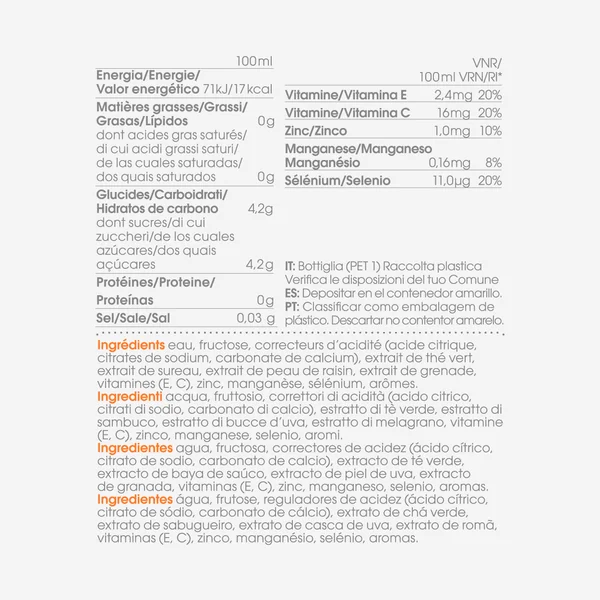 Boisson enrichie en vitamines pêche, Antioxidant 500ml