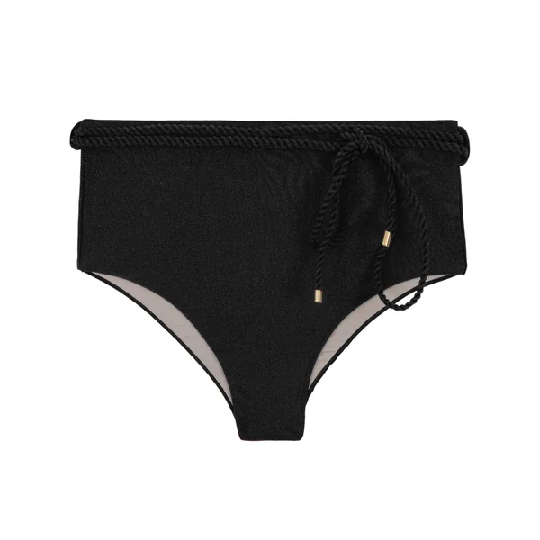 Bottom Shimmer-Black Belted-High-Waist