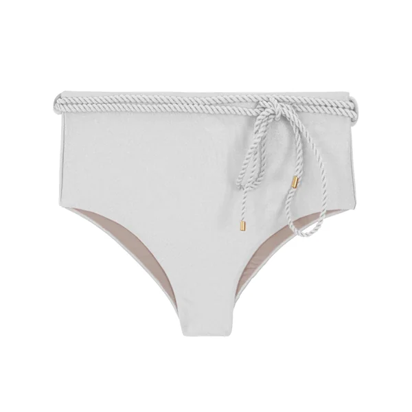 Bottom Shimmer-White Belted-High-Waist