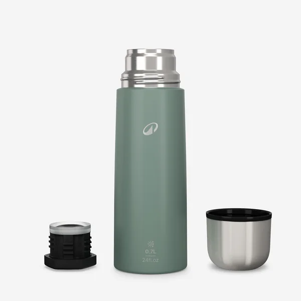 Bouteille isotherme inox 0,7L avec gobelet pour la randonnée - vert