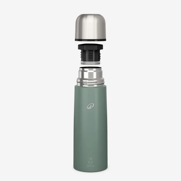 Bouteille isotherme inox 0,7L avec gobelet pour la randonnée - vert