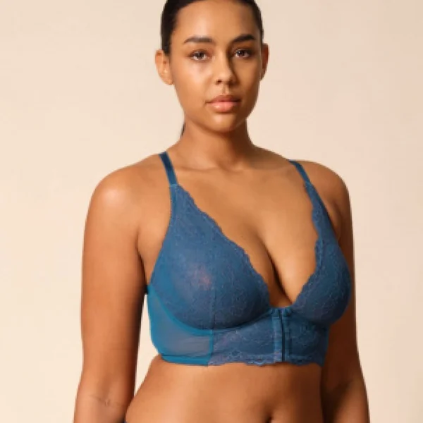 Brassière à décolleté profond - Bleu Gossard Superboost Lace