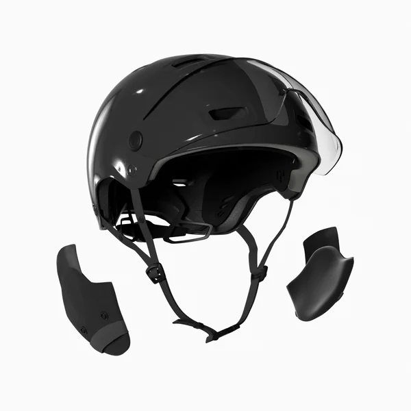 Casque vélo ville avec visière - cbh 580 noir brillant