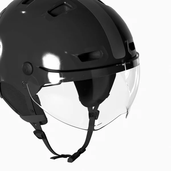 Casque vélo ville avec visière - cbh 580 noir brillant