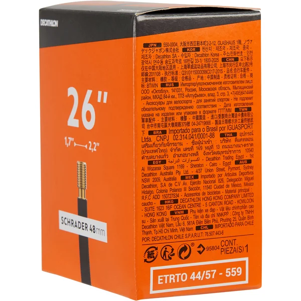 Chambre à air 26x1,7/2,2 valve schrader 48MM