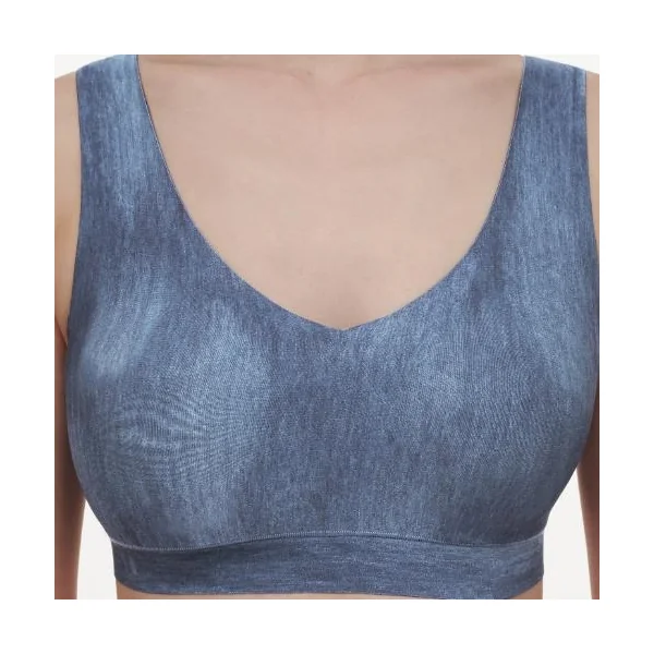 Chantelle SoftStretch jeans bleu soutien-gorge sans armatures en dentelle