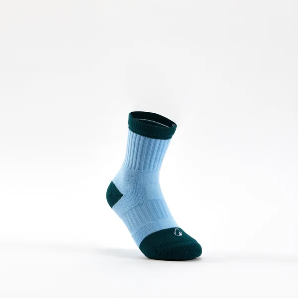 CHAUSSETTES DE SPORT ENFANT HAUTES RS 500 BLANC BLEU LOT DE 3