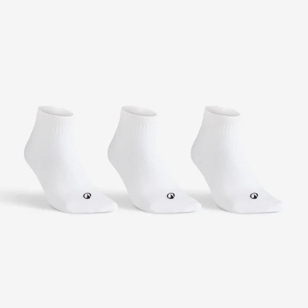 CHAUSSETTES DE TENNIS MI-HAUTES RS 100 BLANCHE LOT DE 3