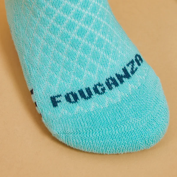 Chaussettes équitation 500 BABY turquoise et vert avec motifs
