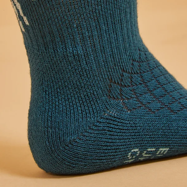 Chaussettes équitation 500 BABY turquoise et vert avec motifs