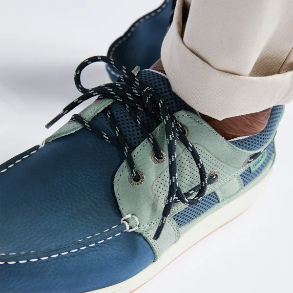 Chaussures bateau cuir Clipper Homme kaki pétrole
