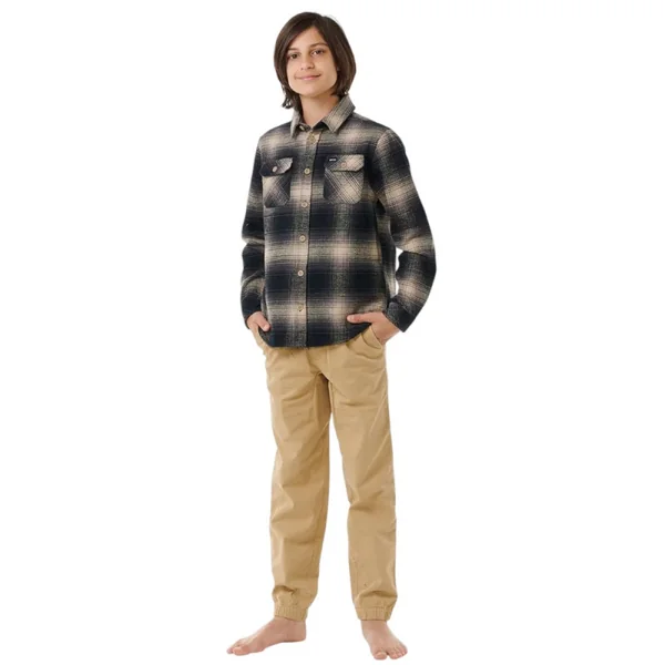 Chemise rip curl count flannel shirt -boy taupe