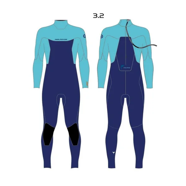 Combinaison intégrale junior NEILPRYDE Dolphin Youth 3/2 Back Zip Navy/Light Blue