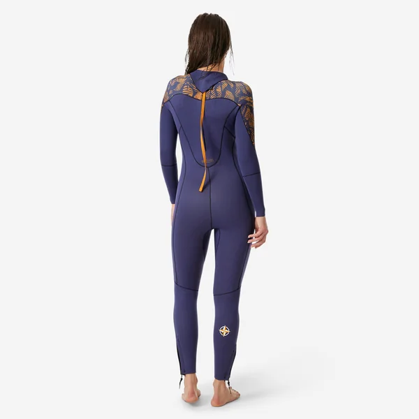 Combinaison néoprène intégrale 3/2 double zip longe-côte femme, leaf palm