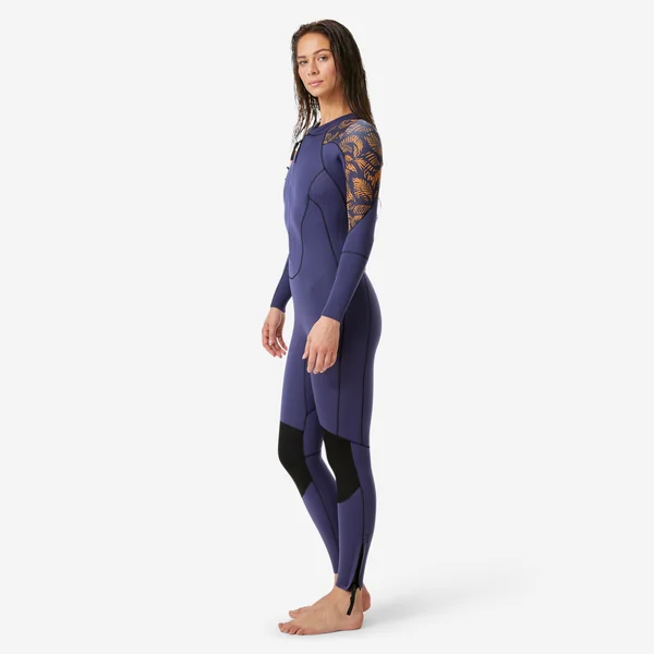 Combinaison néoprène intégrale 3/2 double zip longe-côte femme, leaf palm