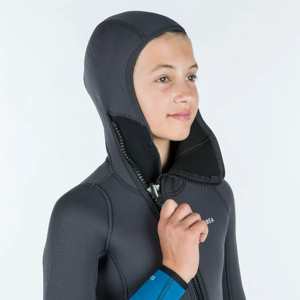 Combinaison plongée Enfant néoprène 5.5mm - SCD 500 gris et bleu