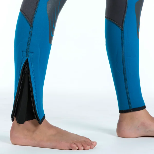 Combinaison plongée Enfant néoprène 5.5mm - SCD 500 gris et bleu