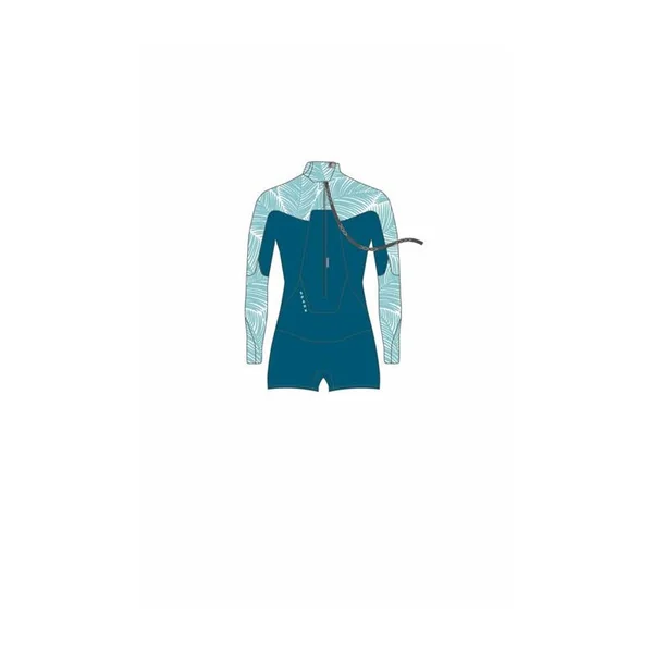 Combinaison shorty femme NEILPRYDE Spark L/S Spring 2/2 Back Zip Petrol/Floral