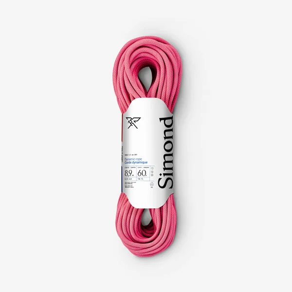 CORDE ESCALADE ET ALPINISME TRIPLE NORME 8.9 mm x 60 m - EDGE DRY ROSE