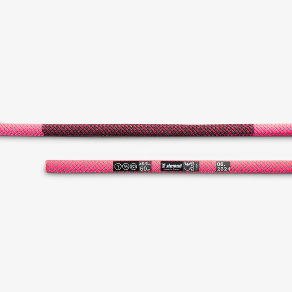 CORDE ESCALADE ET ALPINISME TRIPLE NORME 8.9 mm x 60 m - EDGE DRY ROSE