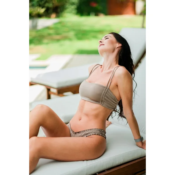 Culotte bikini ondulée Capri café