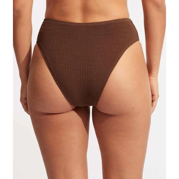 Culotte de bain taille haute - Marron