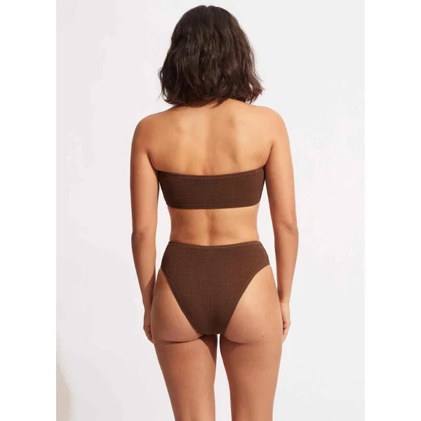 Culotte de bain taille haute - Marron