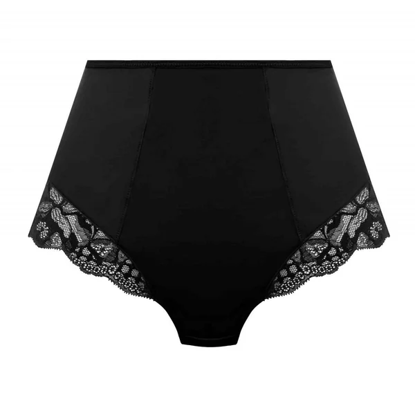 Culotte taille haute bordée de dentelle florale – Noire