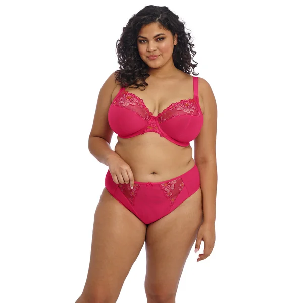 Culotte taille haute détails en dentelle rose Elomi