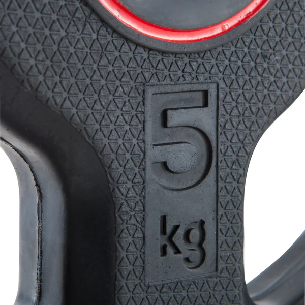 Disque musculation en caoutchouc 5kg 28mm avec poignées,composé à 80 % de fonte
