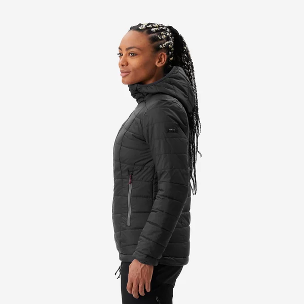 Doudoune synthétique à capuche de trek montagne - Noir - MT100 -5 °C - Femme