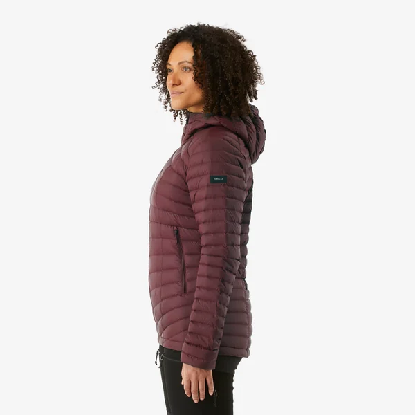 Doudoune à capuche en duvet de trek montagne - Bordeaux - MT100 -5 °C - Femme