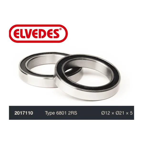 ELVEDES Roulement Type 6801 2RS diamètre 12 x diamètre 21 x 5