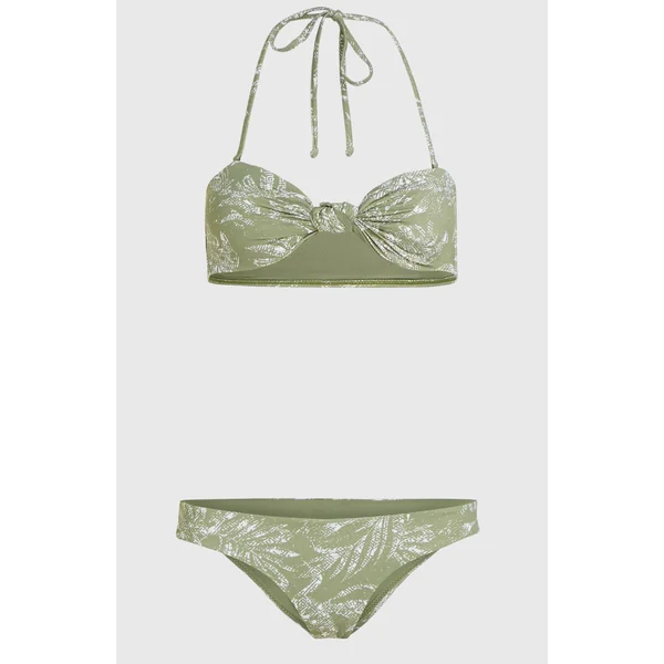 Ensemble de bikinis Knot Bandeau Matira | Green Textured Jungle
