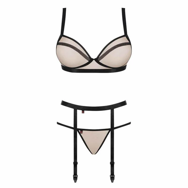 Ensemble Soutien-gorge corbeille, String et Porte-jarretelles