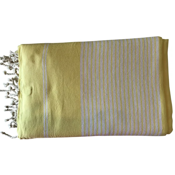 Fouta grande taille blanc et jaune