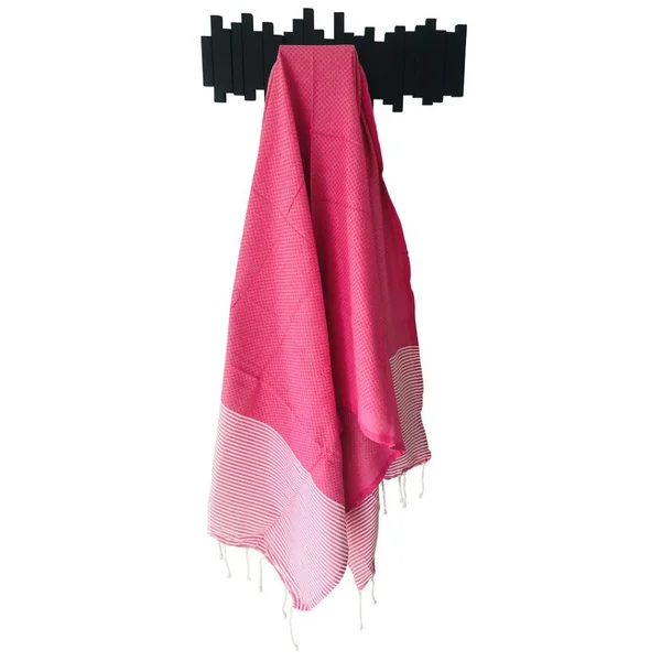 Fouta nid d'abeille bicolore rose et blanc