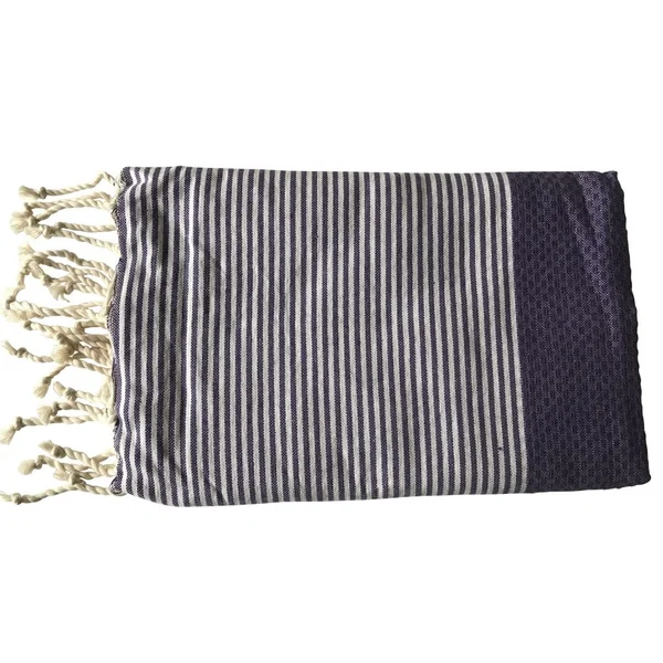 Fouta nid d'abeille bicolore violet et blanc