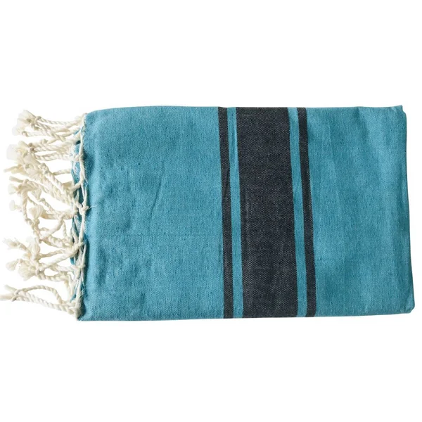 Fouta plate bicolore bleu mers du sud et noir