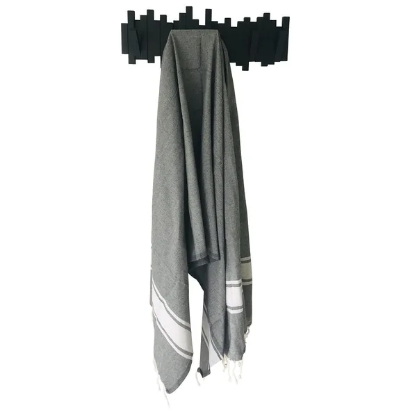 Fouta plate bicolore noir et gris