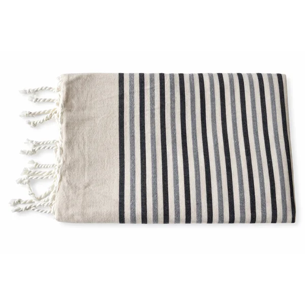 Fouta plate coton Rivage gris et noir