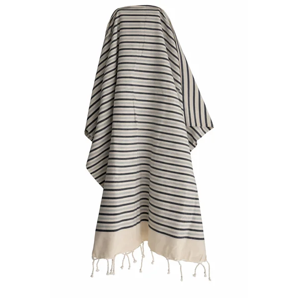 Fouta plate coton Rivage gris et noir